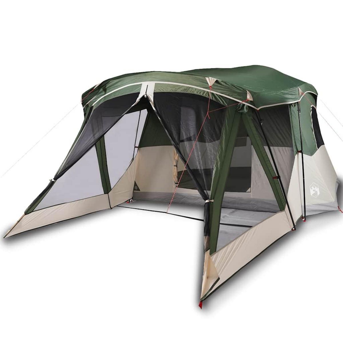 VIDAXL Tente de camping avec porche 4 personnes vert impermeable