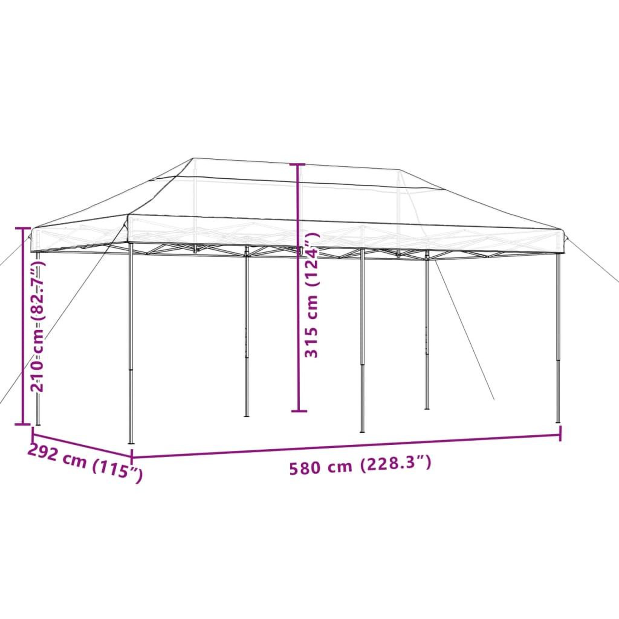 Voir la diapositive 6 : VIDAXL Tente de reception pliable escamotable bordeaux 580x292x315 cm
