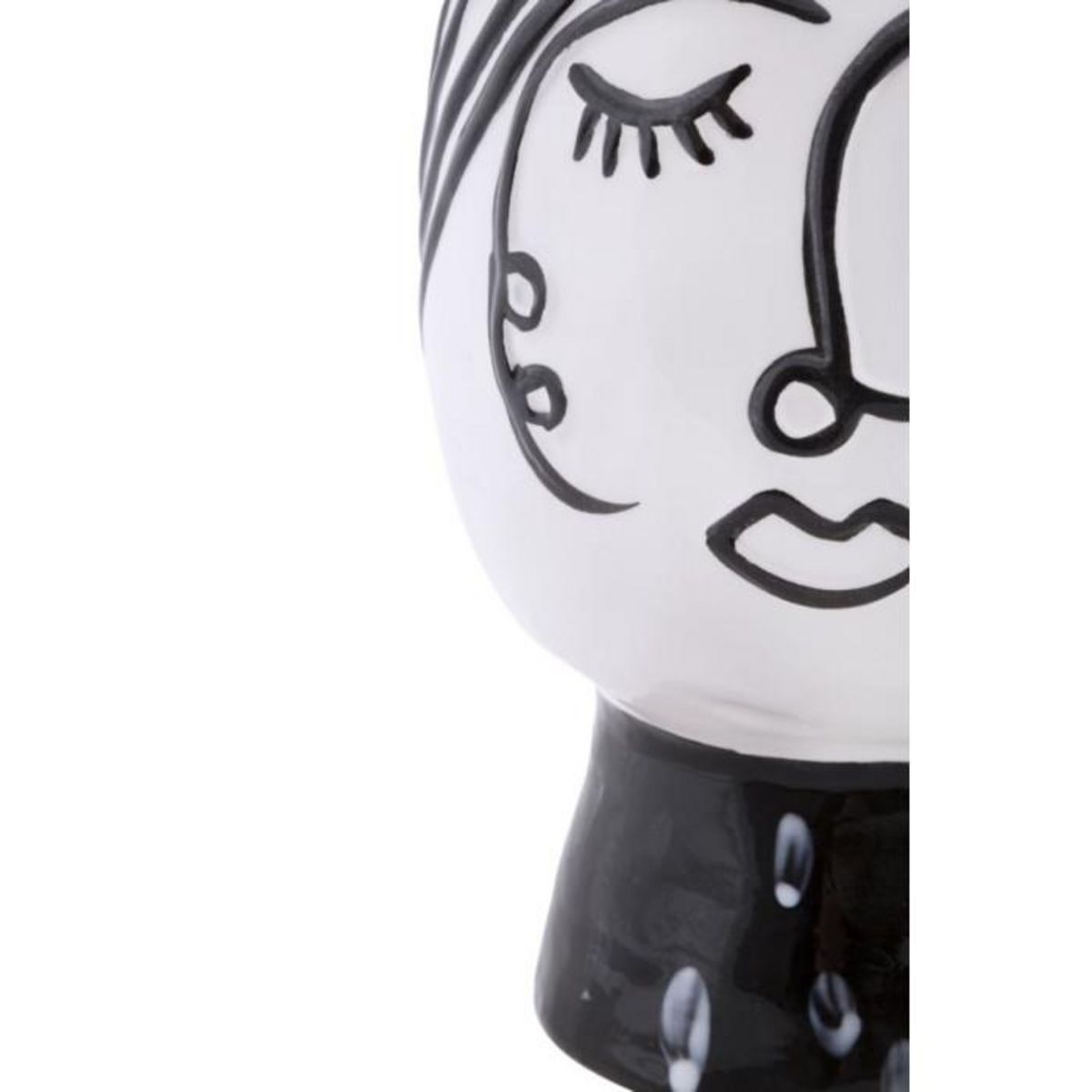 Paris Prix Vase Pot Visage en Porcelaine  Face  18cm Blanc & Noir