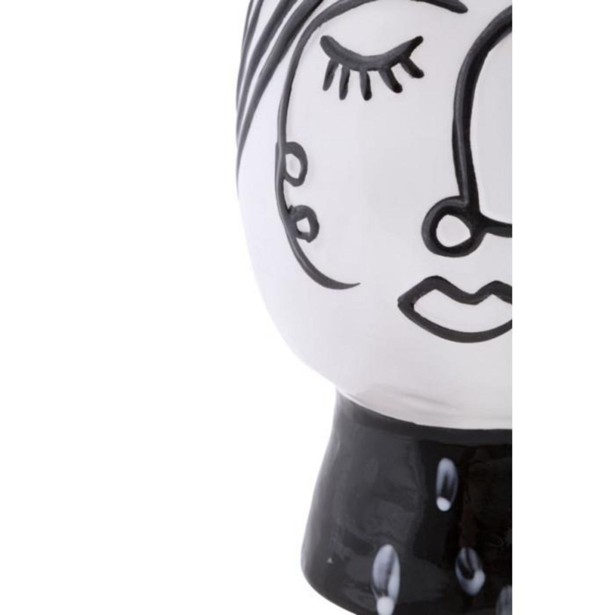 Paris Prix Vase Pot Visage en Porcelaine  Face  18cm Blanc & Noir