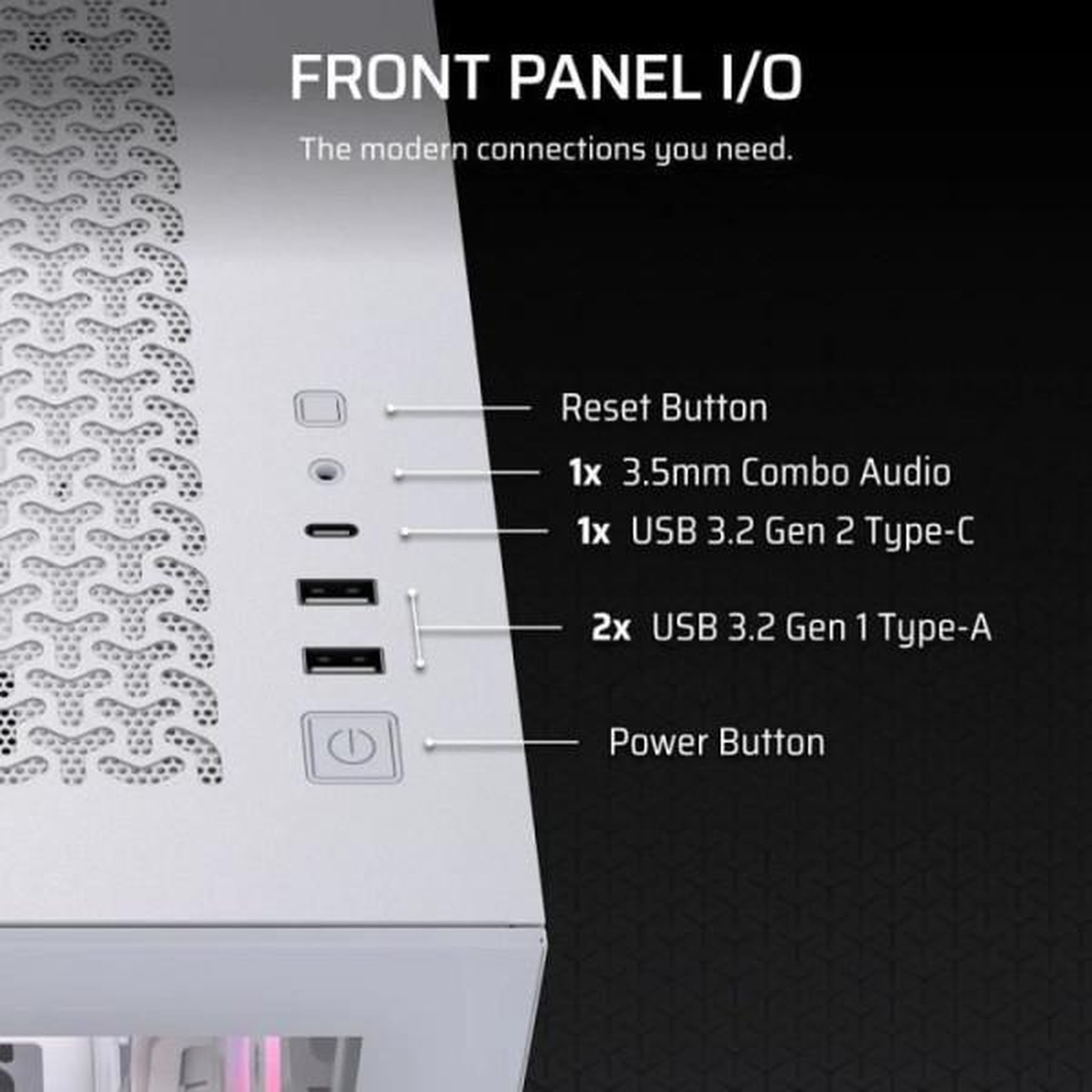 Voir la diapositive 6 : Corsair Boitier pc - corsair - 3500x rsr argb tempered glass mid-tower - 3 ventilateurs argb a rotor inversé - blanc