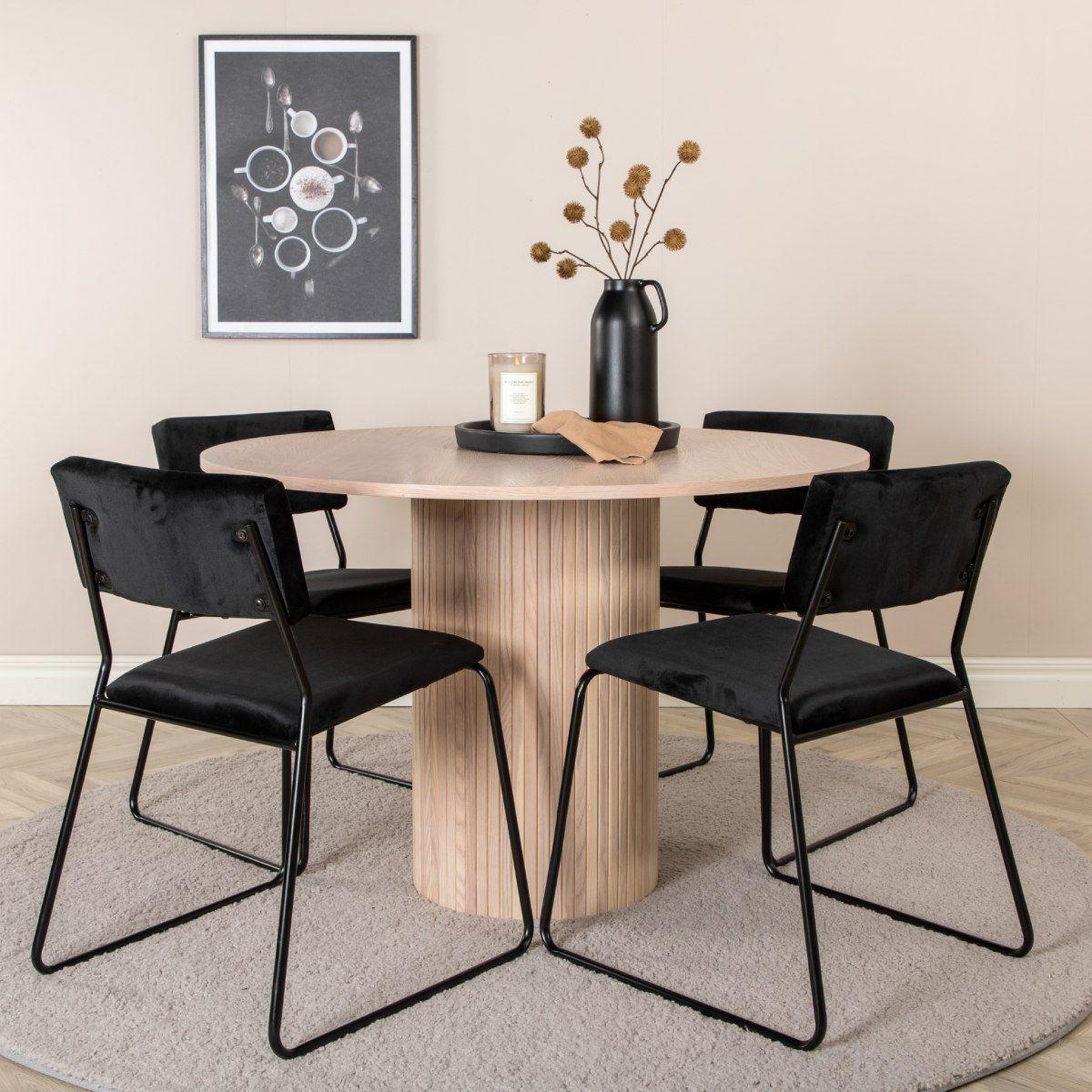 Voir la diapositive 4 : Paris Prix Table à manger ronde  bianca  110cm naturel