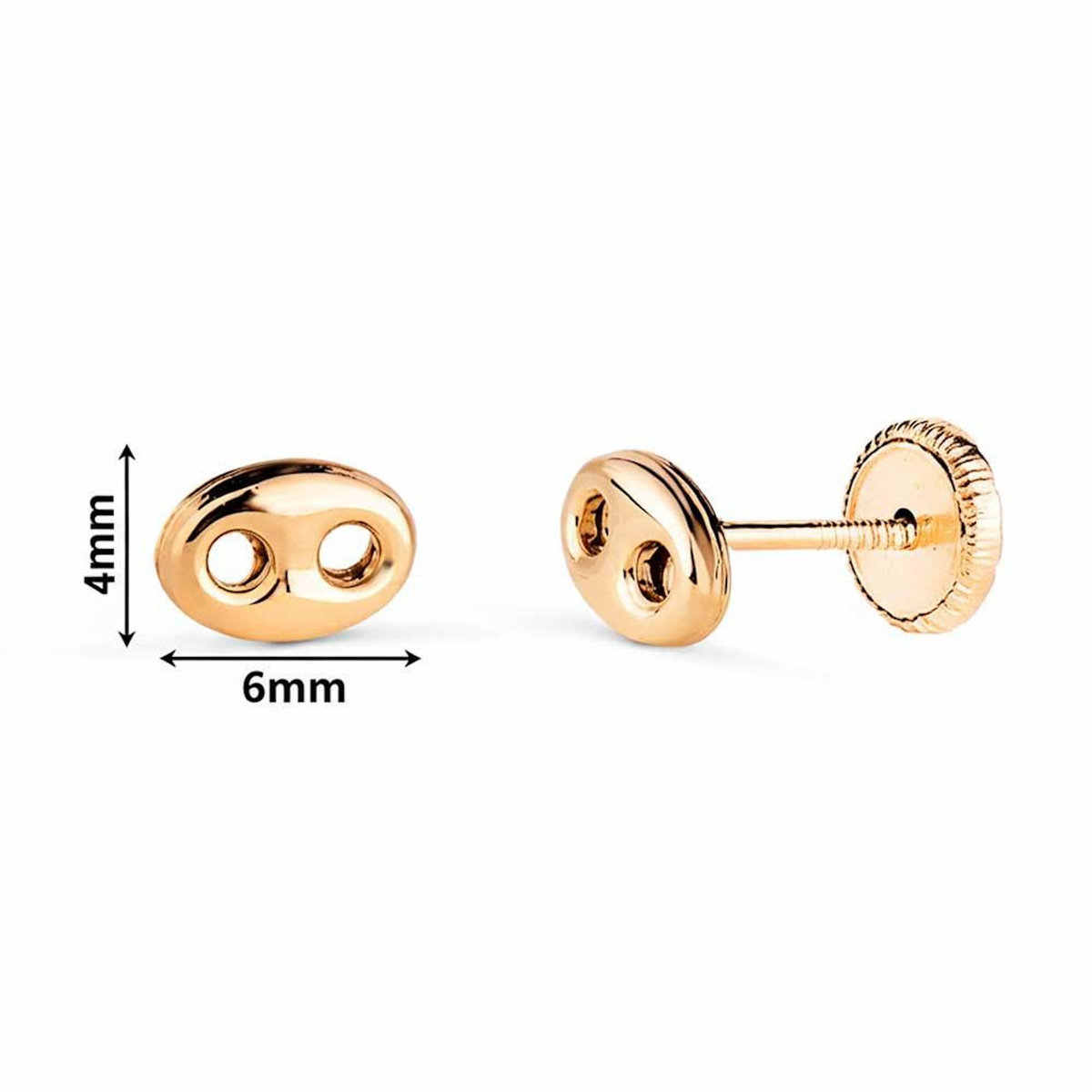 L'ATELIER D'AZUR Boucles d'Oreilles Or 18 Carats 750 Jaune - Grain de Café