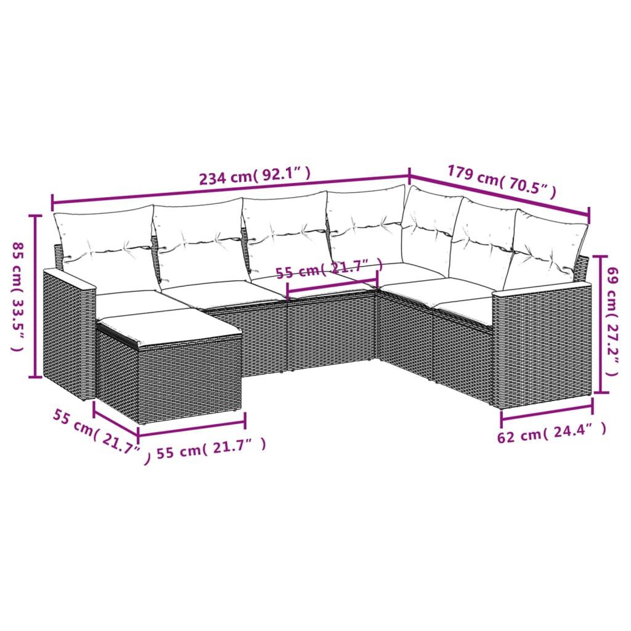 Voir la diapositive 3 : VIDAXL Salon de jardin avec coussins 7 pcs gris resine tressee