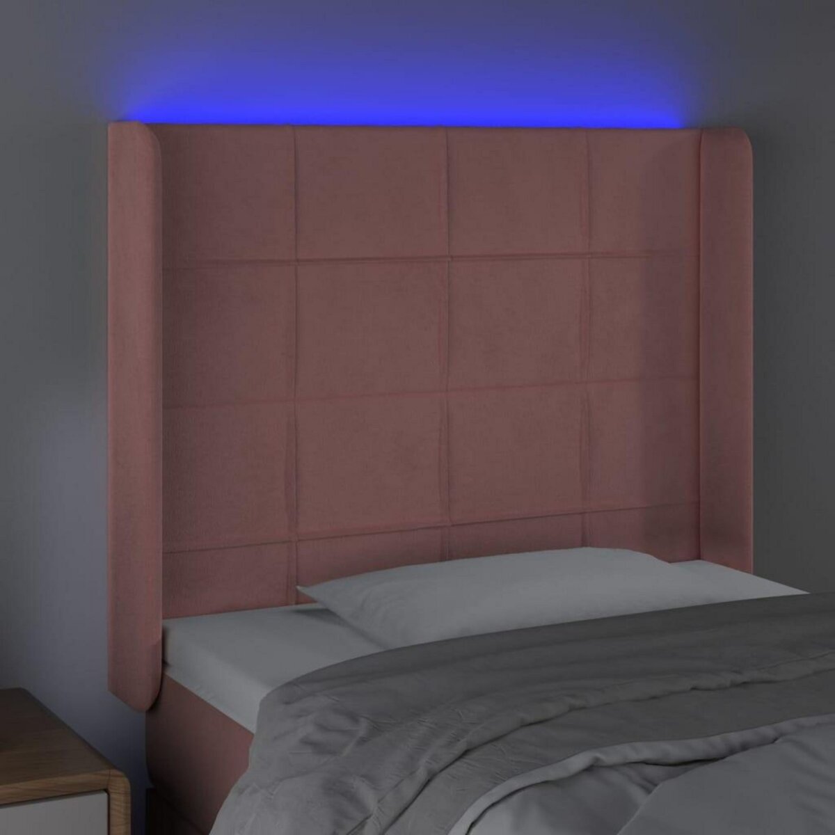 VIDAXL Tete de lit a LED Rose 103x16x118/128 cm Velours