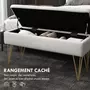 HOMCOM Banquette coffre de rangement 2 en 1 design art déco - piètement épingle acier doré tissu crème