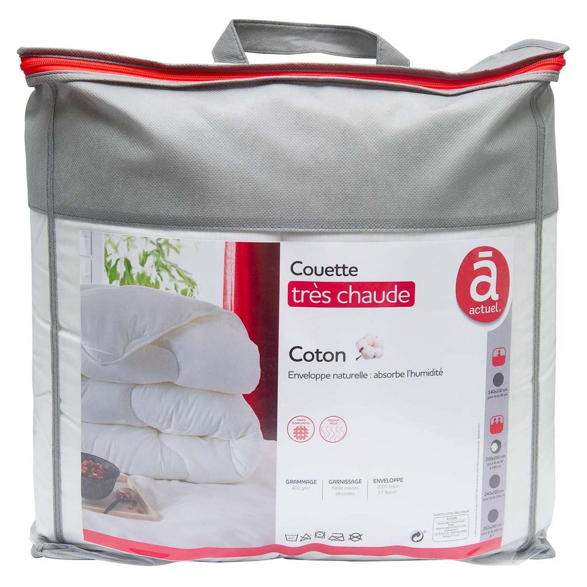 ACTUEL Couette très chaude unie en coton VOLUMINEUSE 400 g/m² 