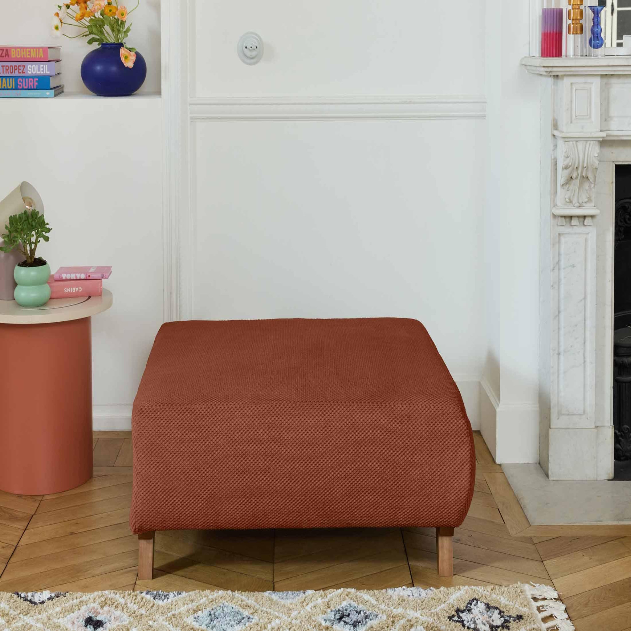Voir la diapositive 2 : BEST MOBILIER Cristal - pouf modulable - 95 cm - en velours texturé