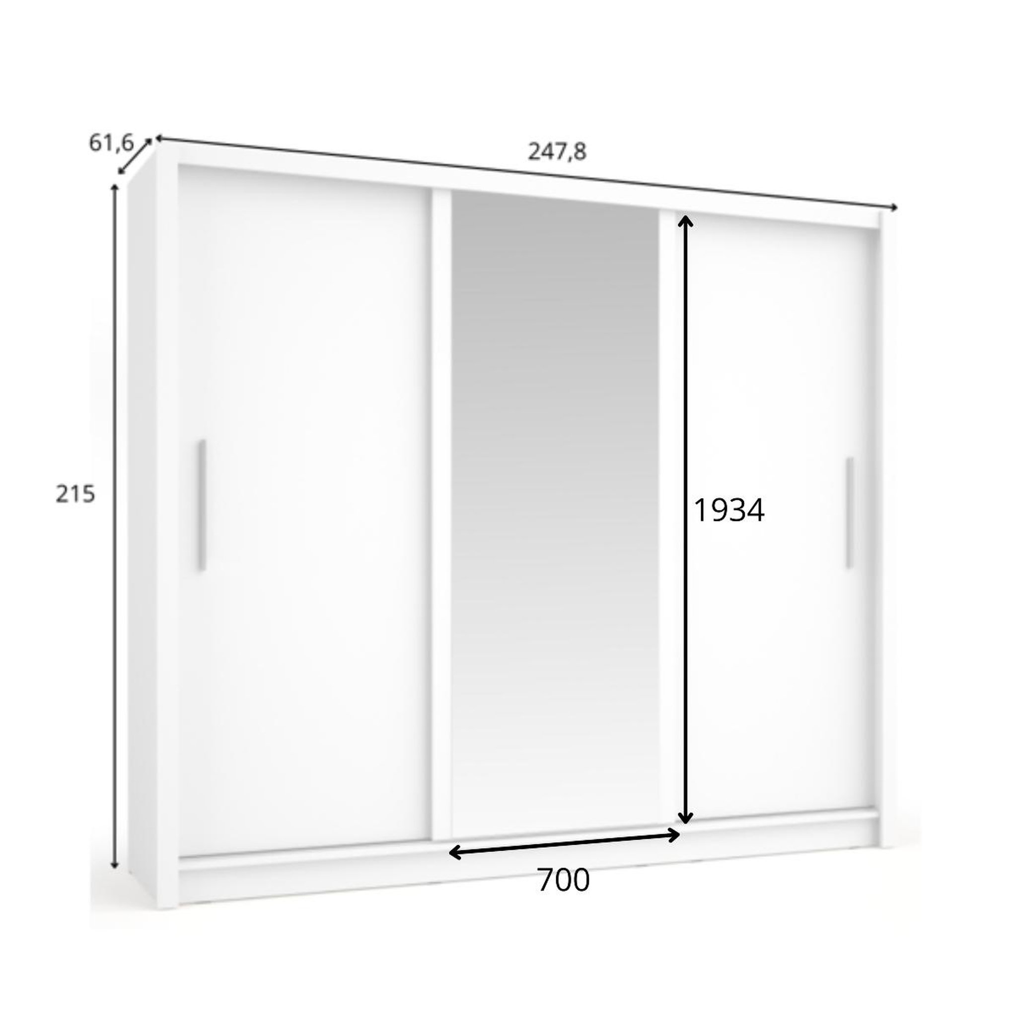 Voir la diapositive 4 : JLC KREATION Armoire moderne blanche 3 portes coulissantes 245cm ulric
