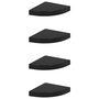 Voir la diapositive 2 : VIDAXL Etageres d'angle flottantes 4 pcs noir brillant 25x25x3,8cm MDF