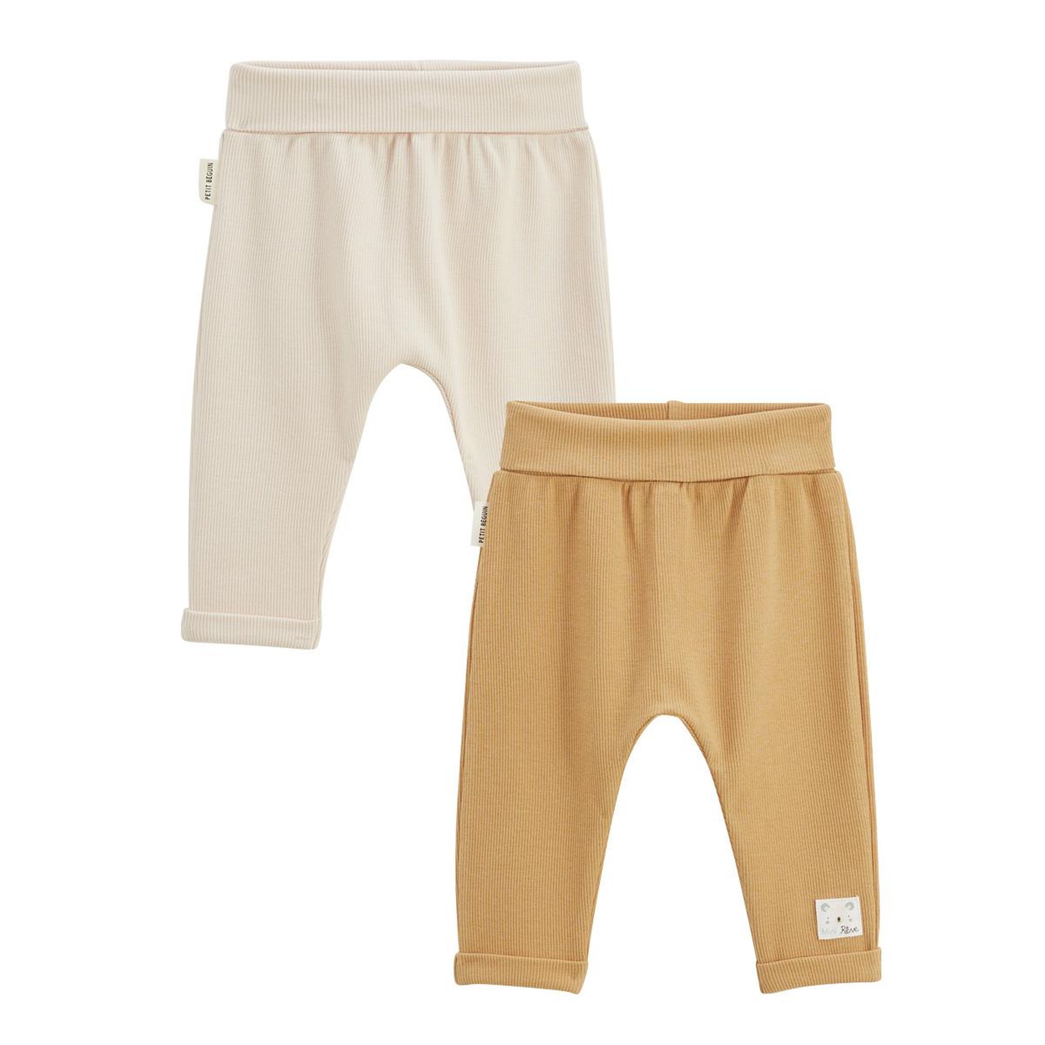 Petit Béguin Lot de 2 sarouels bébé mini rêve. Coloris disponibles : Marron