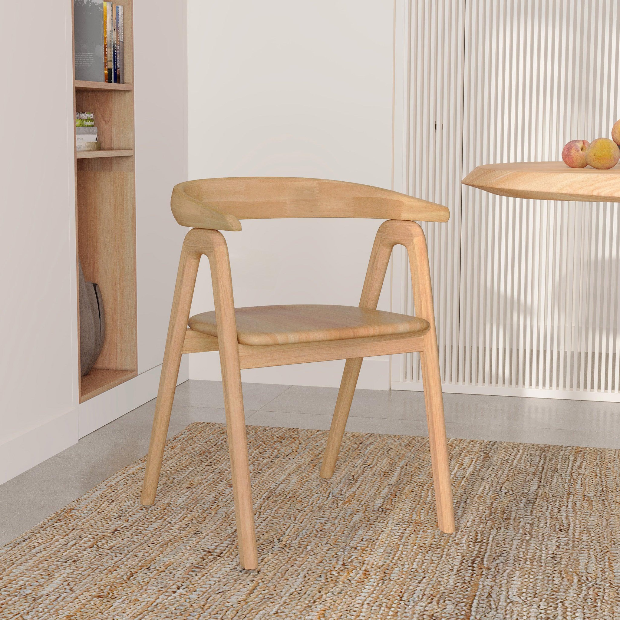 Voir la diapositive 2 : MAISON PAVANE Chaise en bois d'hévéa clair avec accoudoirs-hawa