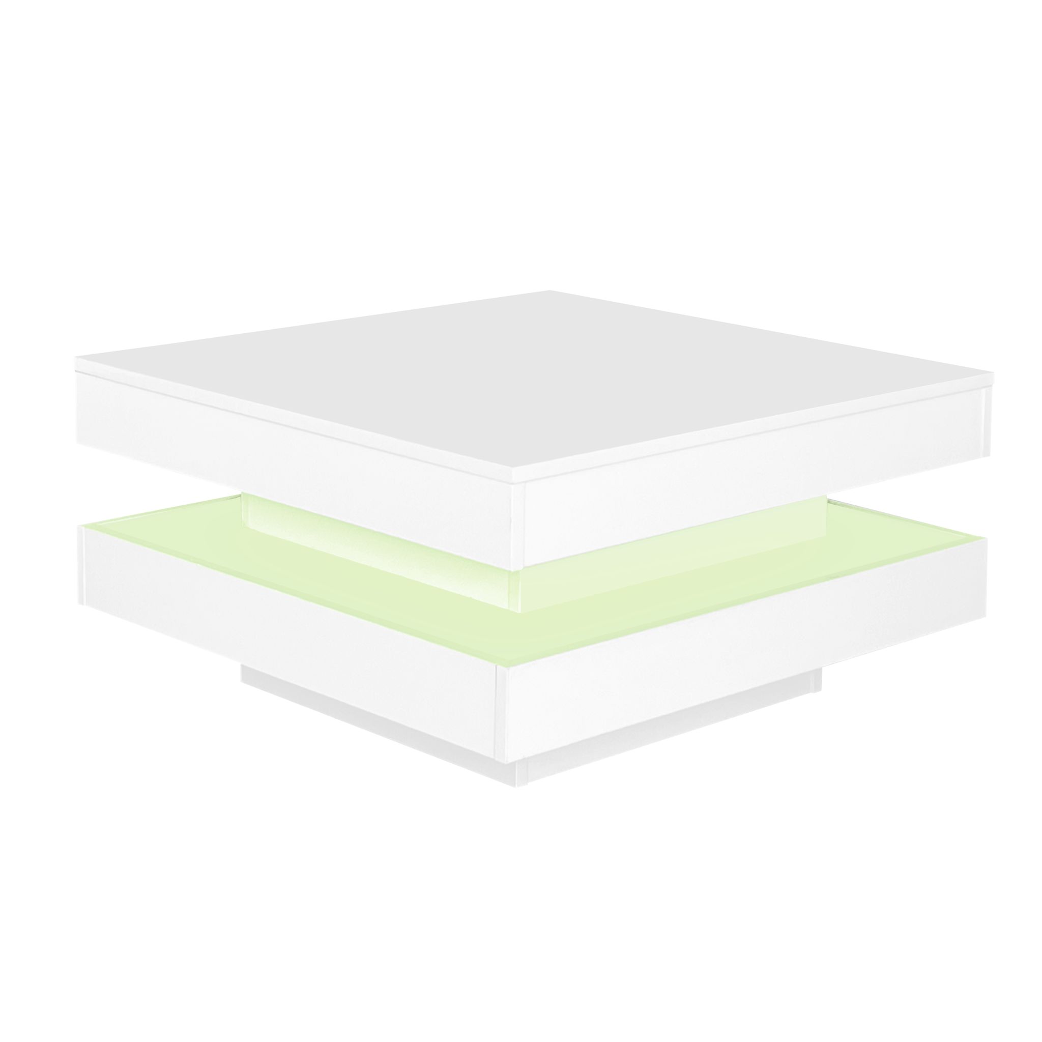 Voir la diapositive 5 : MERAX Table Basse Carrée Blanche Brillante Avec Plateau Pivotant Et Lumière LED 16 Couleurs, 70x70x36 Cm