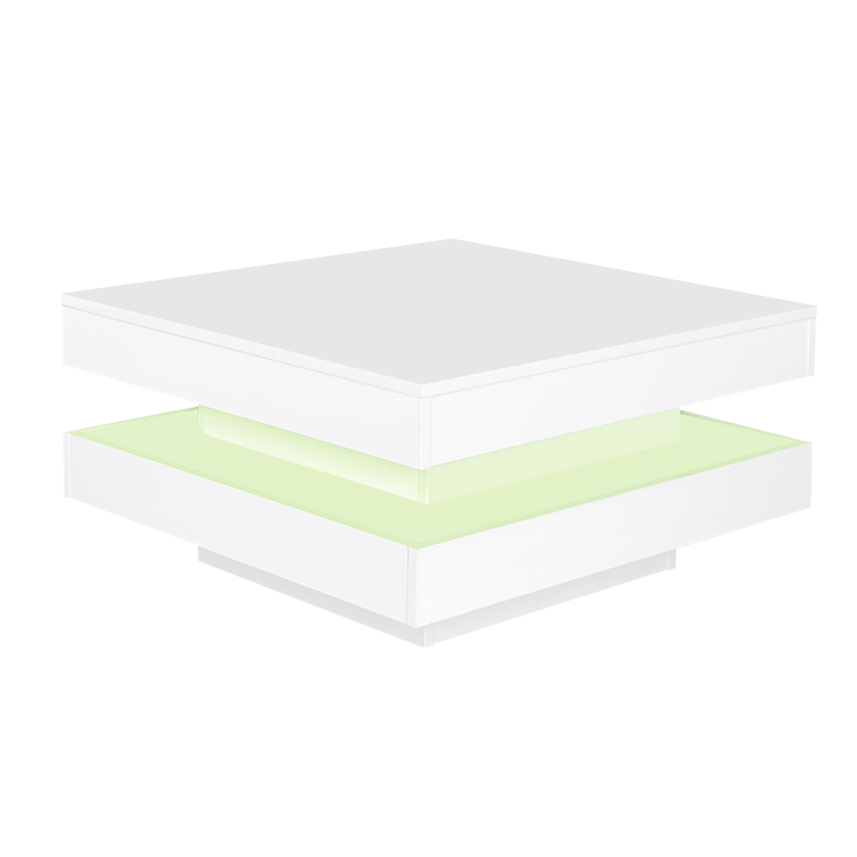MERAX Table Basse Carrée Blanche Brillante Avec Plateau Pivotant Et Lumière LED 16 Couleurs, 70x70x36 Cm