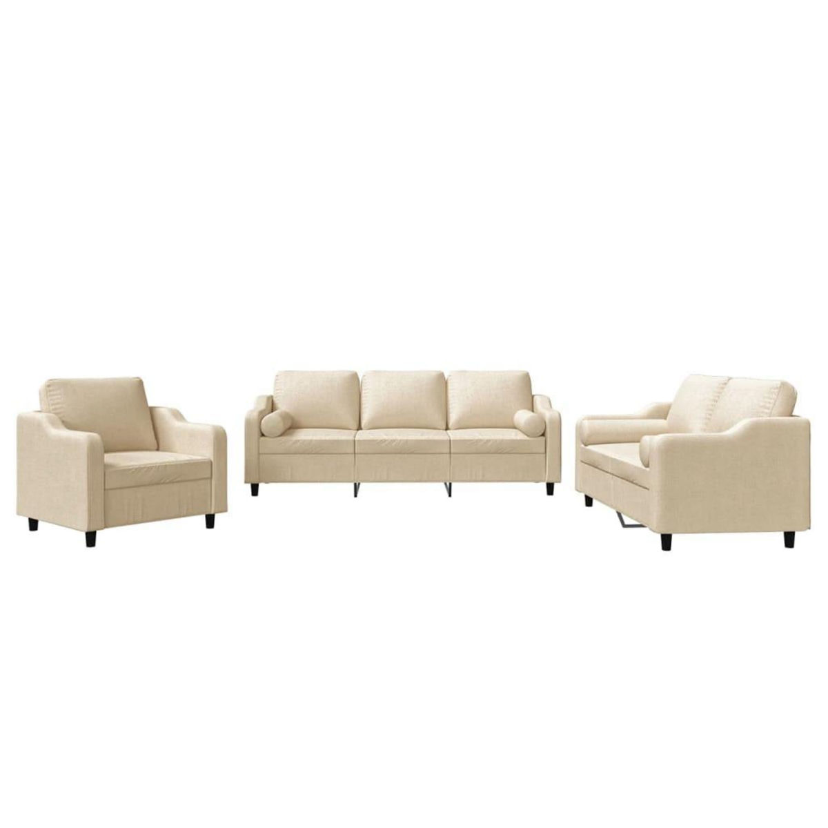 VIDAXL Ensemble de canapes 3 pcs avec coussins creme tissu