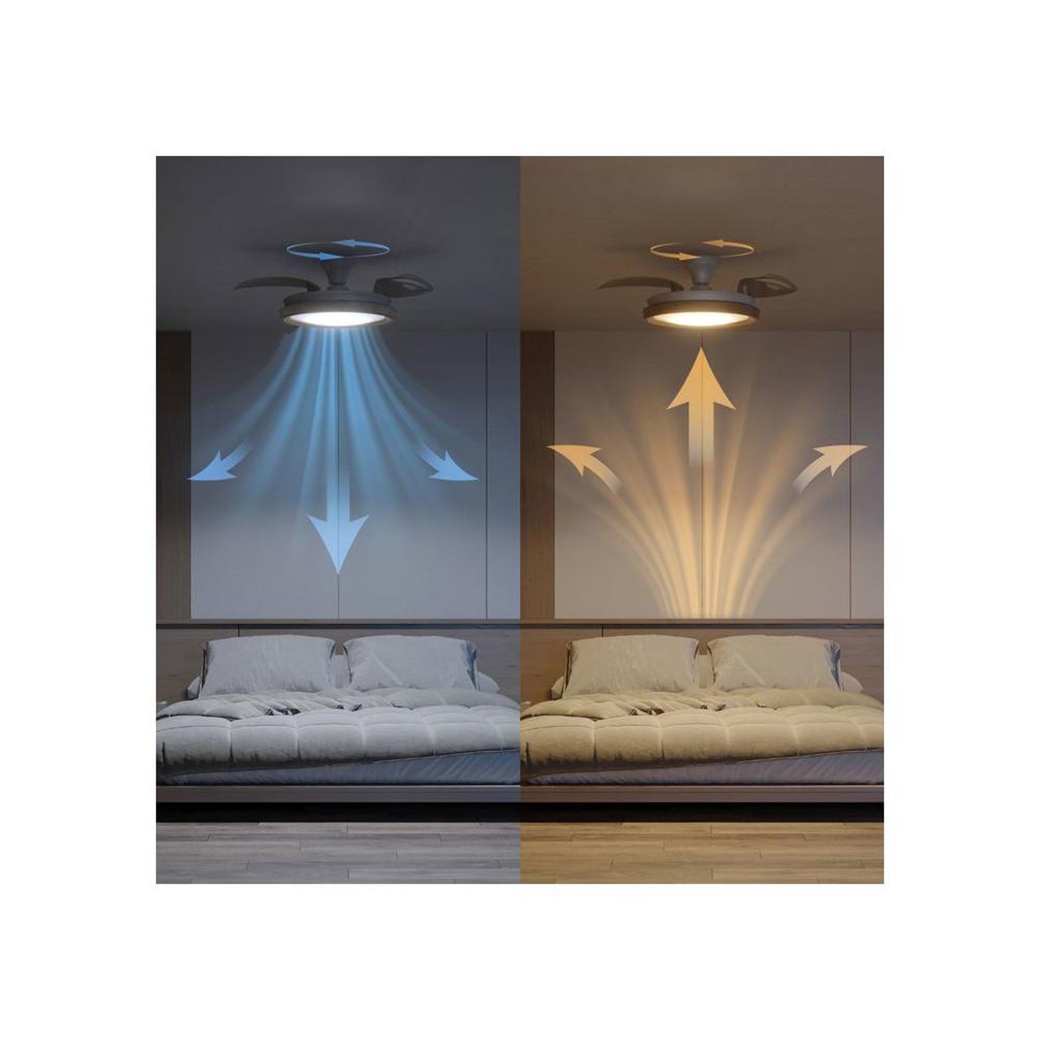 Voir la diapositive 5 : Philips Ventilateur de plafond - Philips - Bliss - Pales rétractables - Diametre 106 cm -Bois - LED intégrée + télécommande