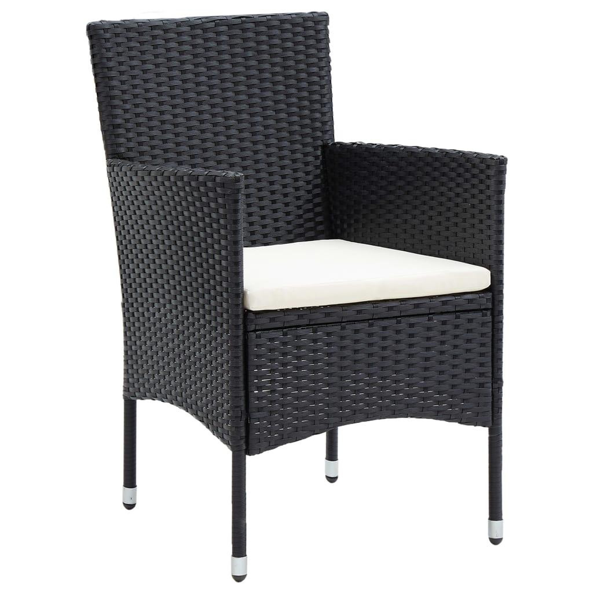 Voir la diapositive 2 : VIDAXL Chaises a manger de jardin lot de 4 Resine tressee Noir