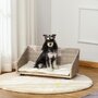 PAWHUT Canapé chien chat style cosy chic avec coussin aspect fourrure blanc - dim. 70L x 40l x 37H cm - résine tressée beige