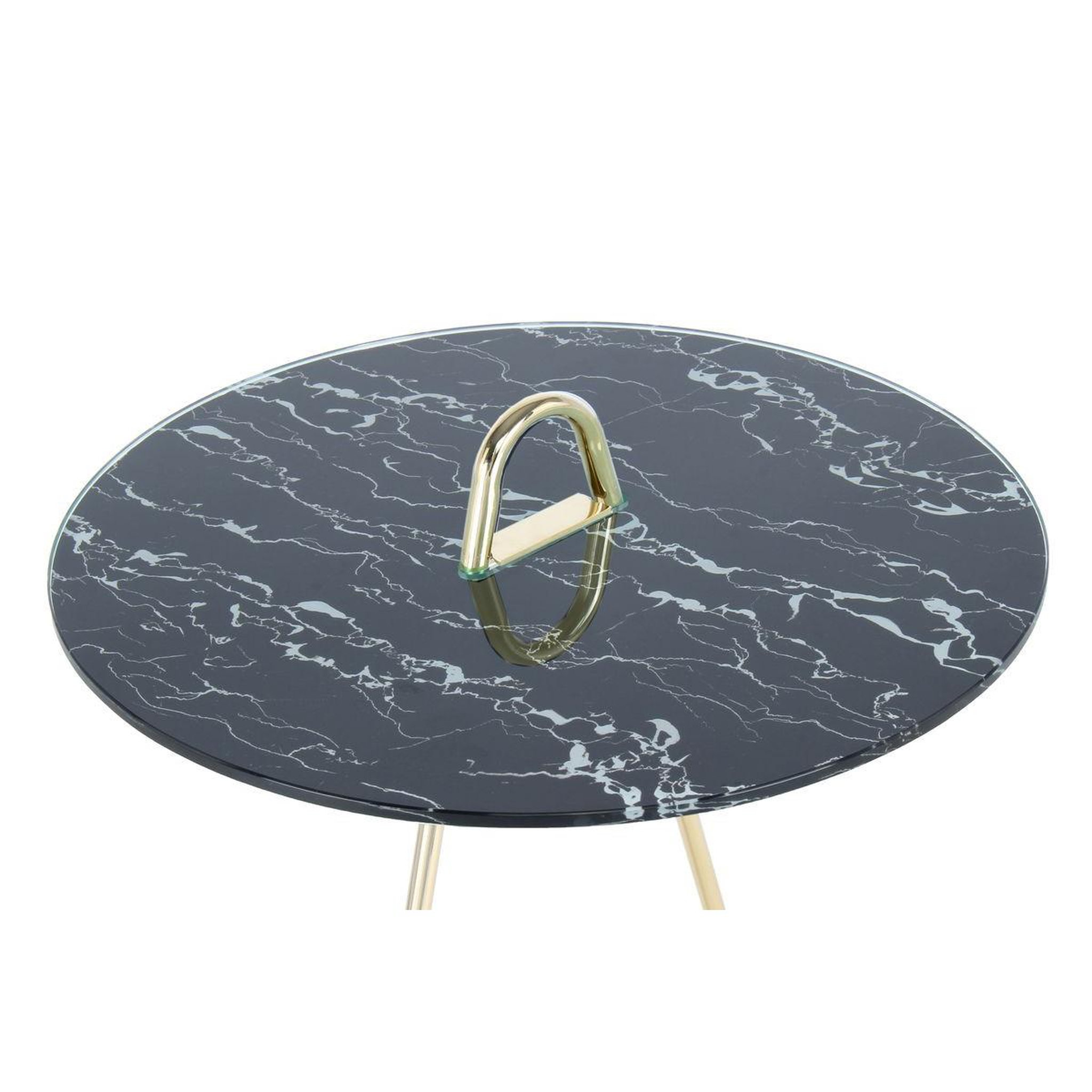 Voir la diapositive 2 : Paris Prix Table d'appoint design  pendule  60cm or & noir