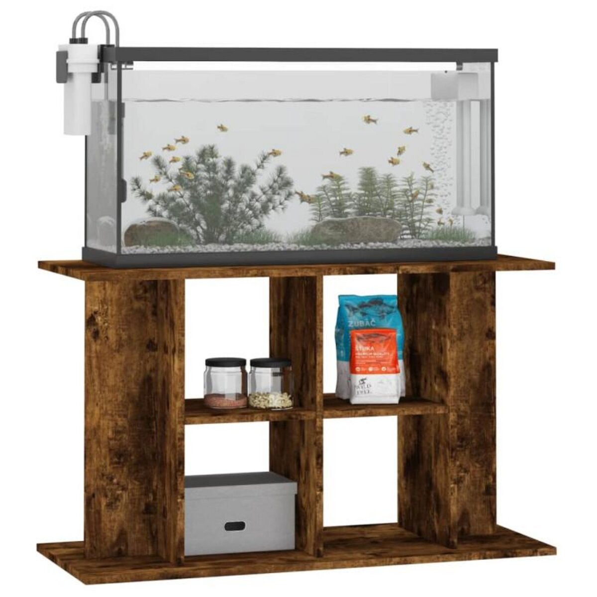 VIDAXL Support pour aquarium chêne fumé 100x40x60 cm bois d ingénierie