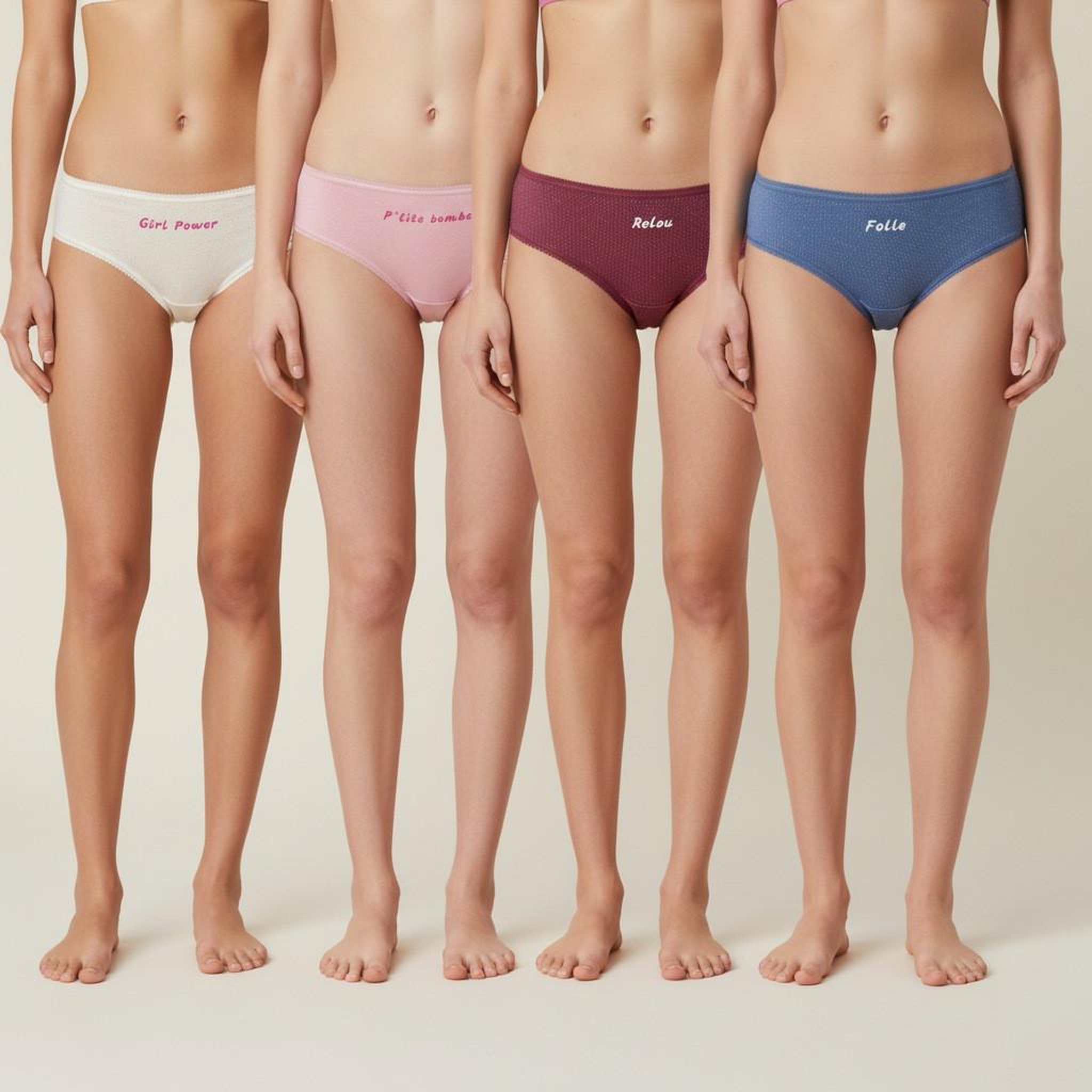 Voir la diapositive 2 : OZABI OZABI Culottes Fille Message Humoristique Pois Pailletés - Pack de 4 (Lot)