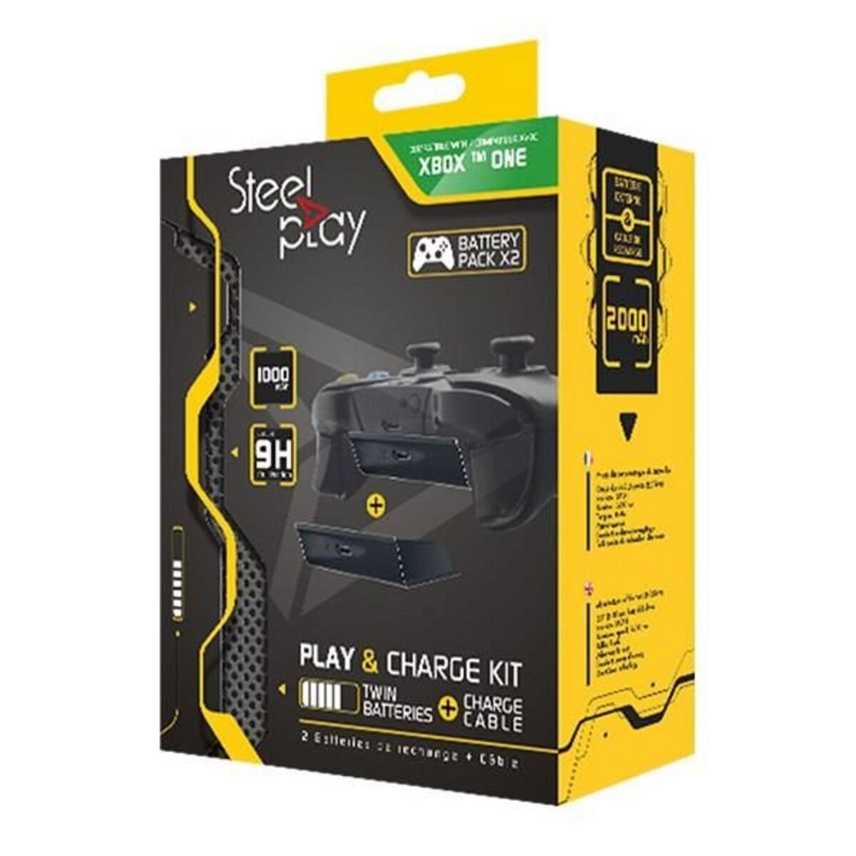 STEELPLAY Cable manette xbox one avec kit de charge et jeu 2 batteries