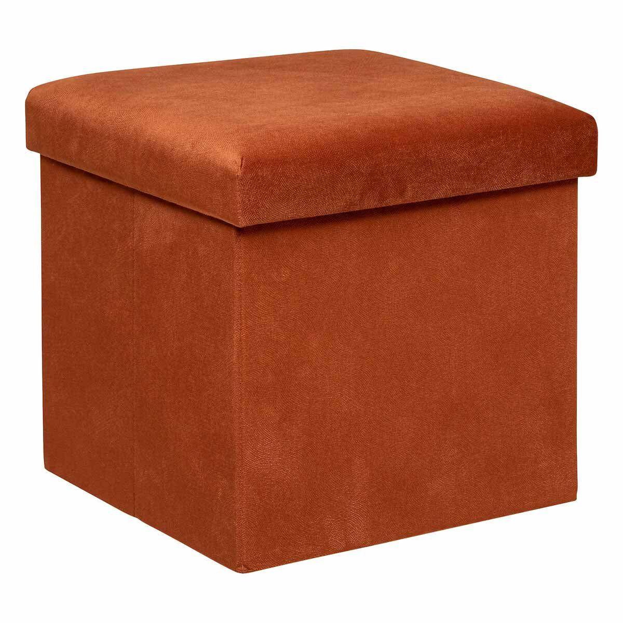 ATMOSPHERA Pouf coffre pliable en velours  lilou  38cm terracotta