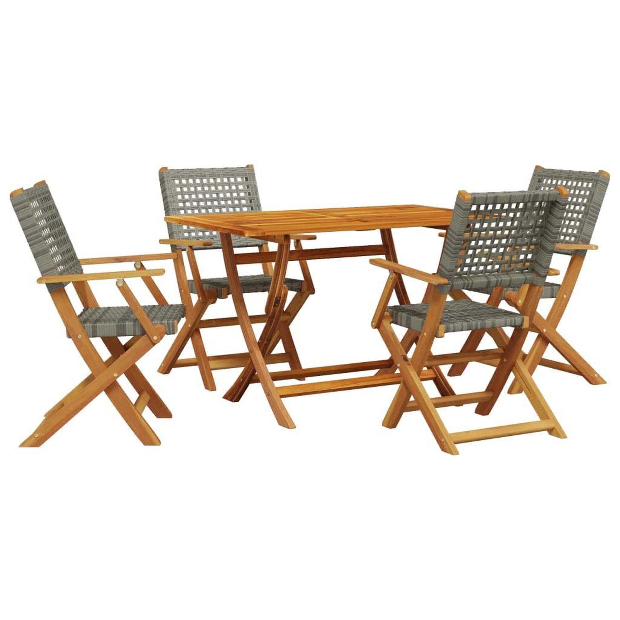 Voir la diapositive 2 : VIDAXL Ensemble a manger de jardin 5 pcs resine tressee et bois massif