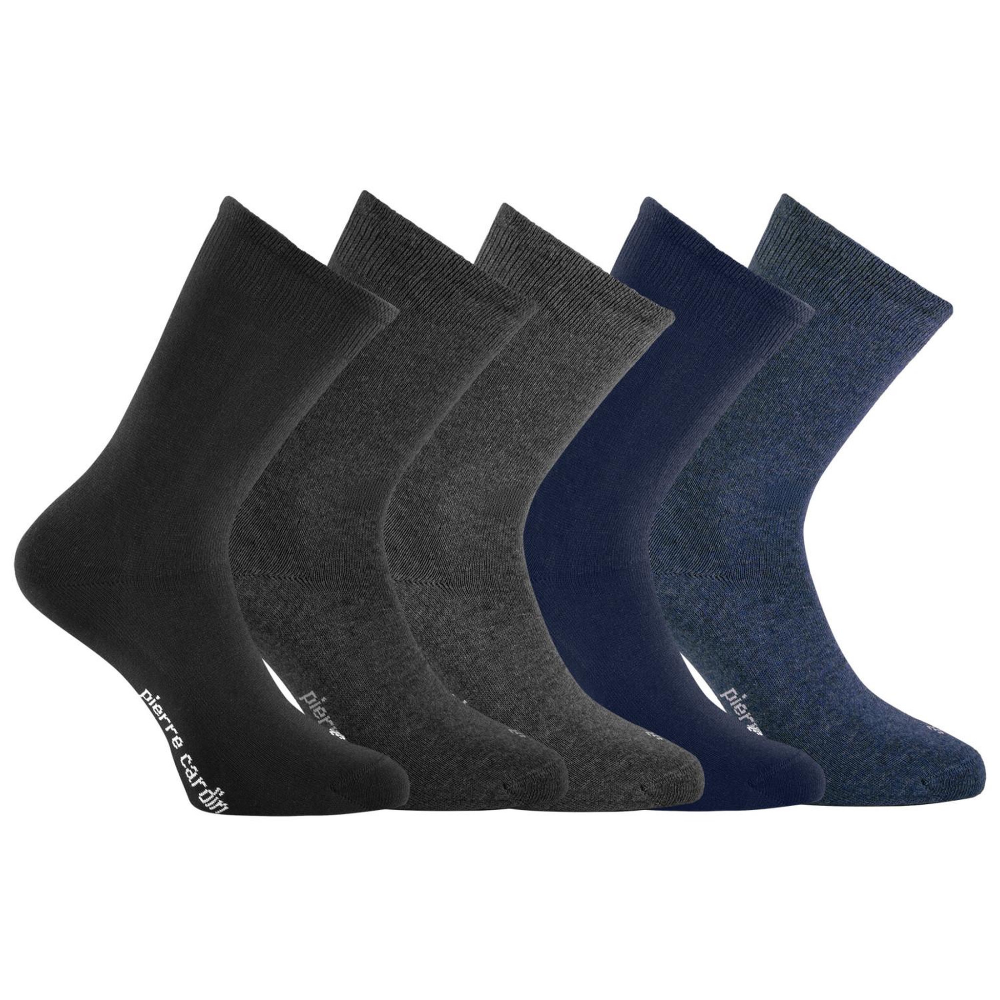 PIERRE CARDIN 5 paires de chaussettes de ville homme chinées  angelo. Coloris disponibles : Bleu