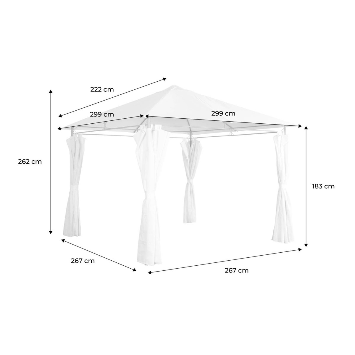 SWEEEK Tonnelle 3x3 m - Elusa - Pergola avec rideaux, tente de jardin, barnum