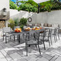 Voir la diapositive 2 : OUTSUNNY Ensemble de jardin 8 personnes chaises empilables table extensible 135/270L cm alu. textilène gris