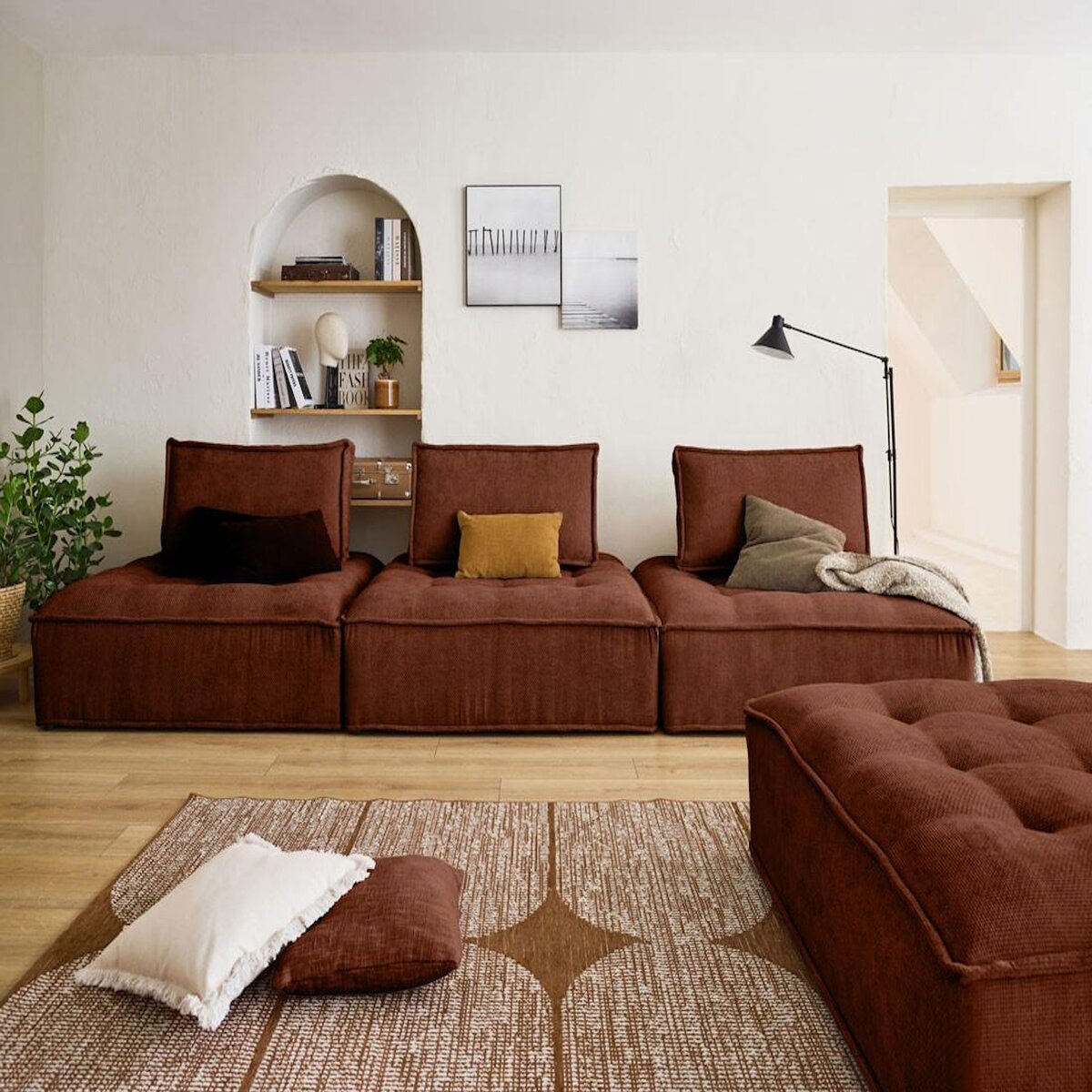 LISA DESIGN Marisol - pouf modulable - velours texturé