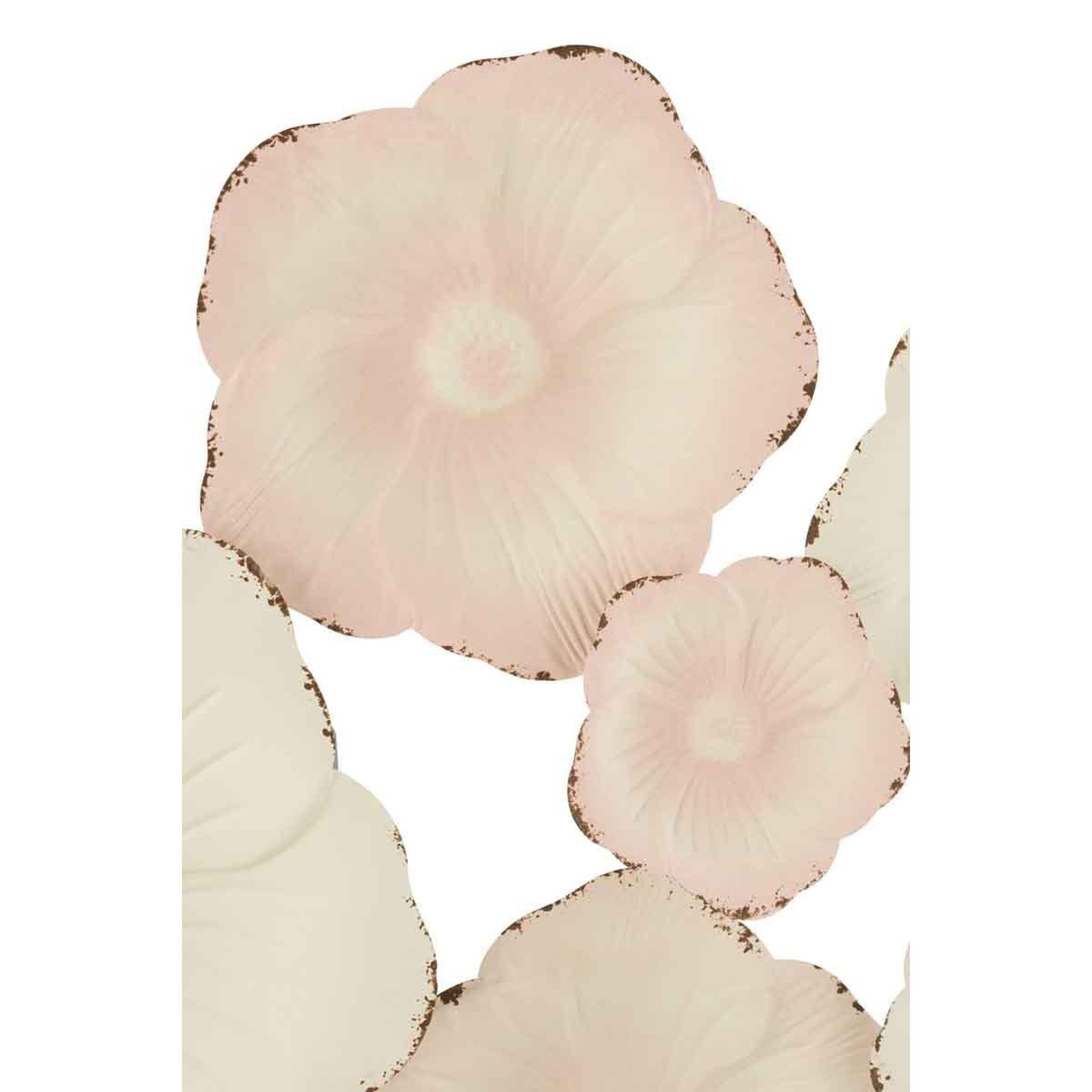 Voir la diapositive 2 : J-LINE Décoration Murale Métal  Fleurs  103cm Blanc & Rose
