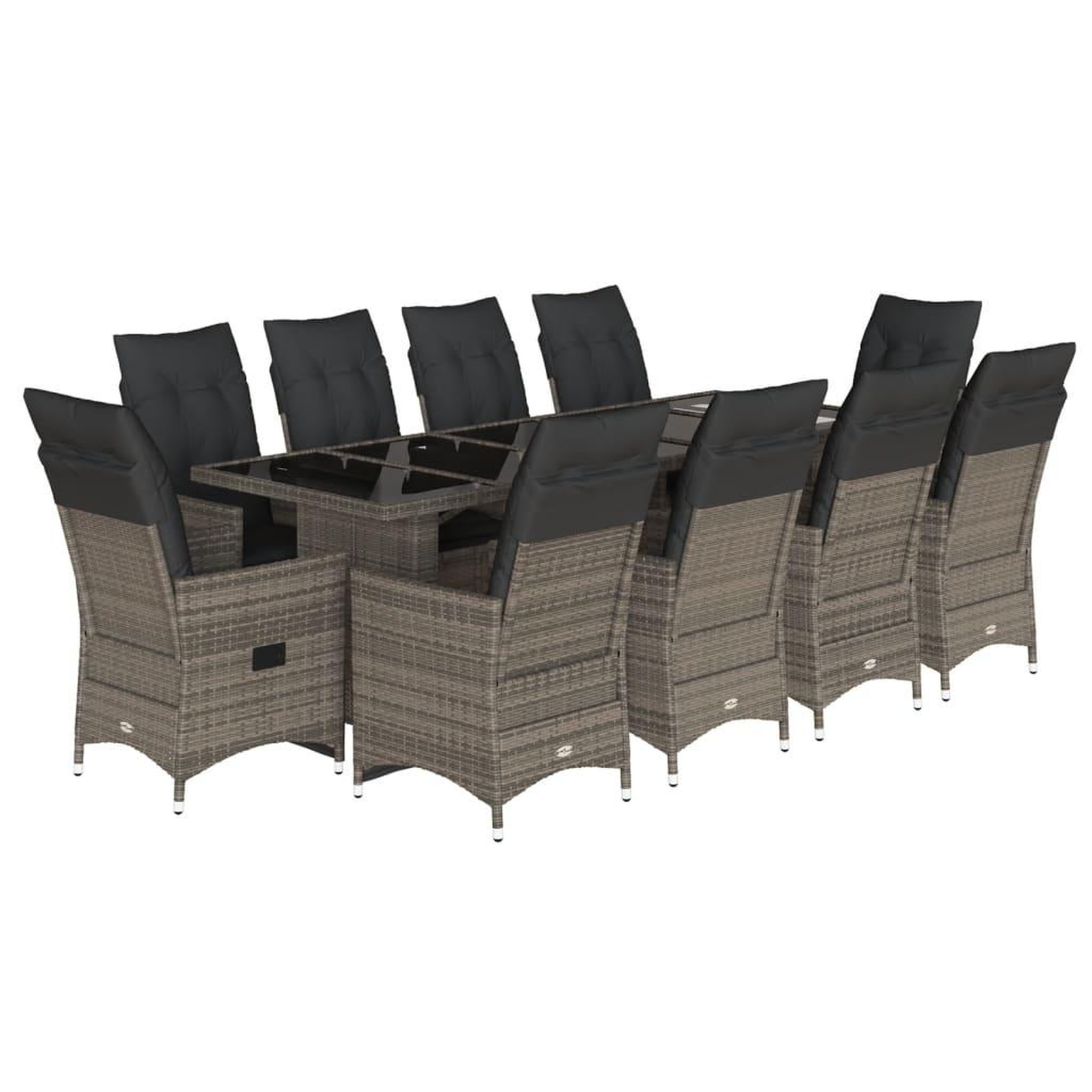 Voir la diapositive 2 : VIDAXL Ensemble de bistro de jardin 11 pcs coussins gris poly rotin