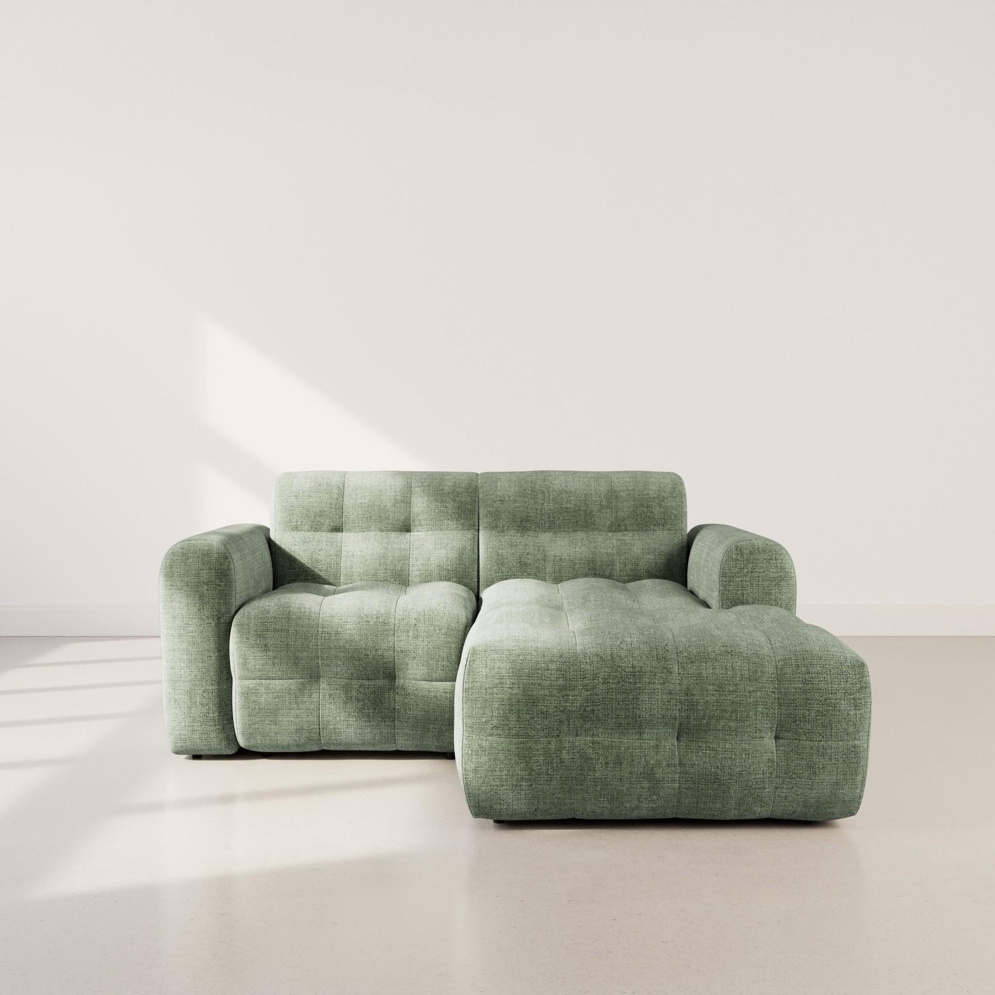 Voir la diapositive 2 : BEST MOBILIER Diane - canapé d'angle droit 4 places en velours texturé