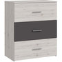 Voir la diapositive 5 : MARKET24 Commode - ADRIA - 3 tiroirs - Chene cendré / Gris uni - L75x P41 x 90 cm