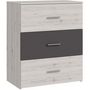 Voir la diapositive 5 : MARKET24 Commode - ADRIA - 3 tiroirs - Chene cendré / Gris uni - L75x P41 x 90 cm