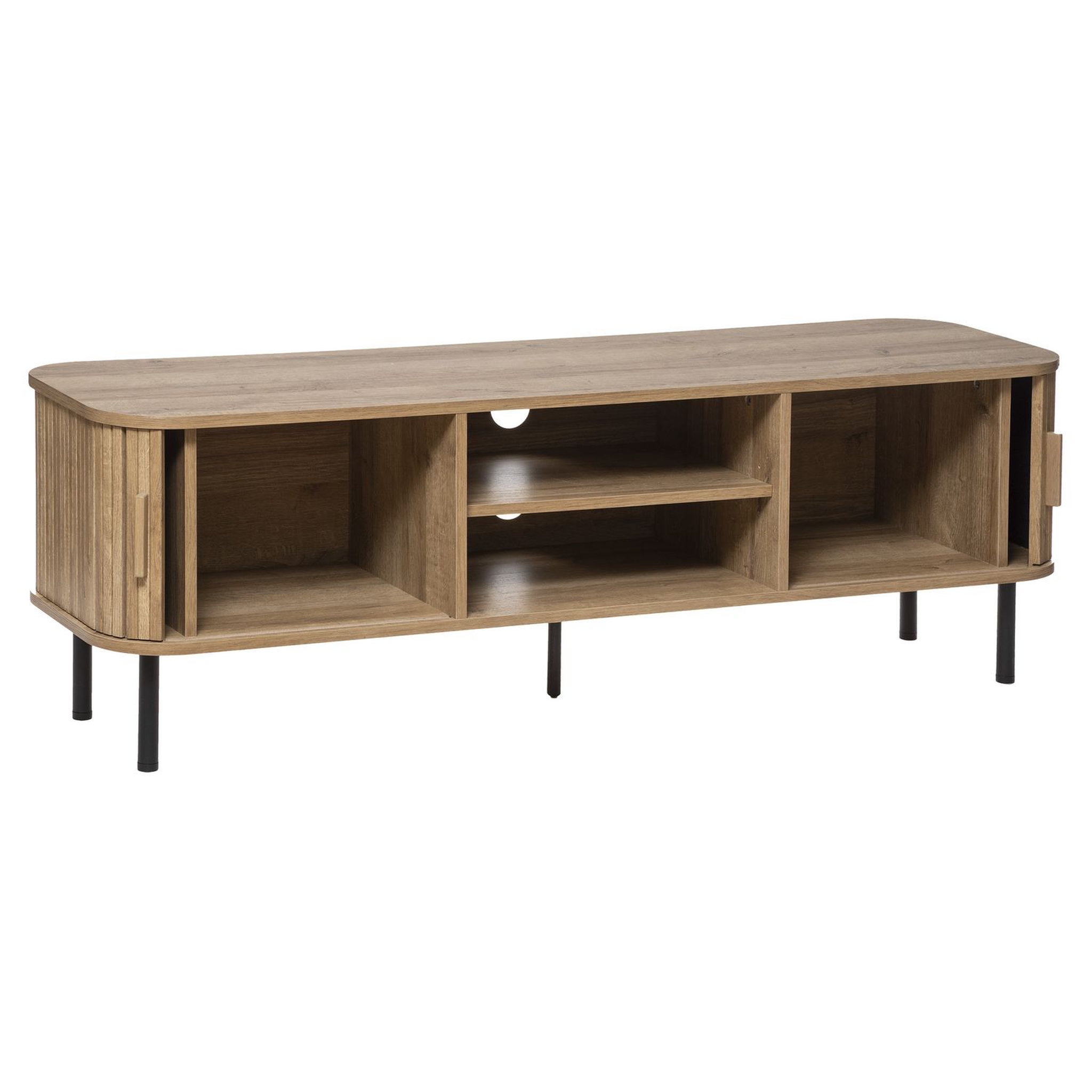 ATMOSPHERA Meuble TV 2 portes coulissantes 2 niches L140cm CAMELIA