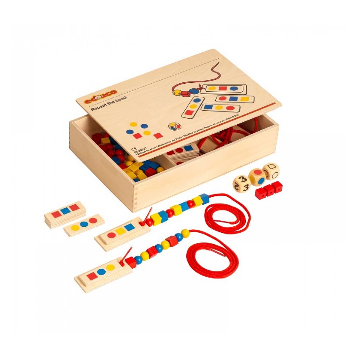 EDUCO Jeu de formes et couleurs - reproduire modèle - perles et lacets - jeu Montessori