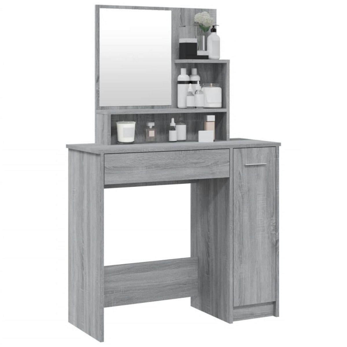 VIDAXL Coiffeuse avec miroir Sonoma gris 86,5x35x136 cm