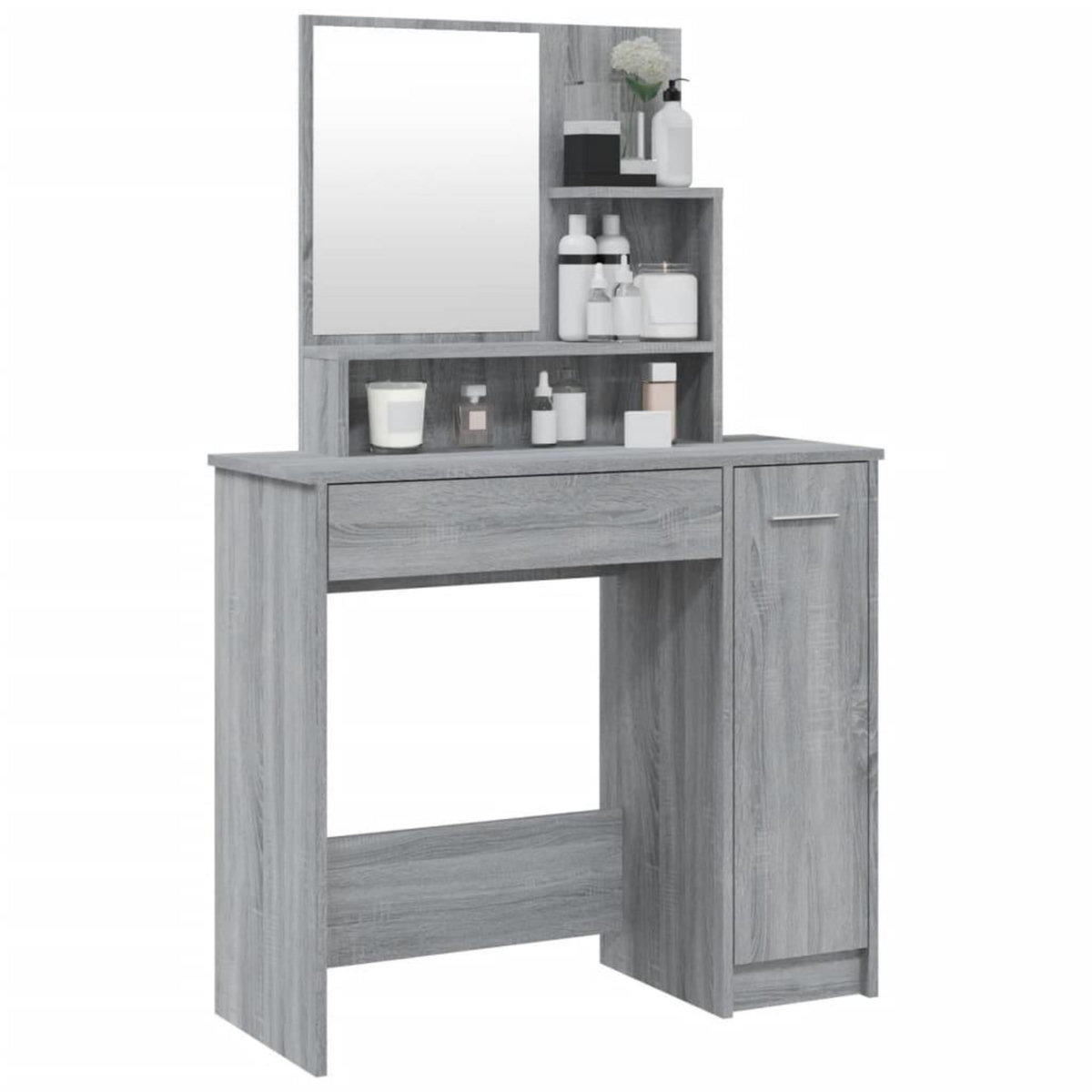 VIDAXL Coiffeuse avec miroir Sonoma gris 86,5x35x136 cm