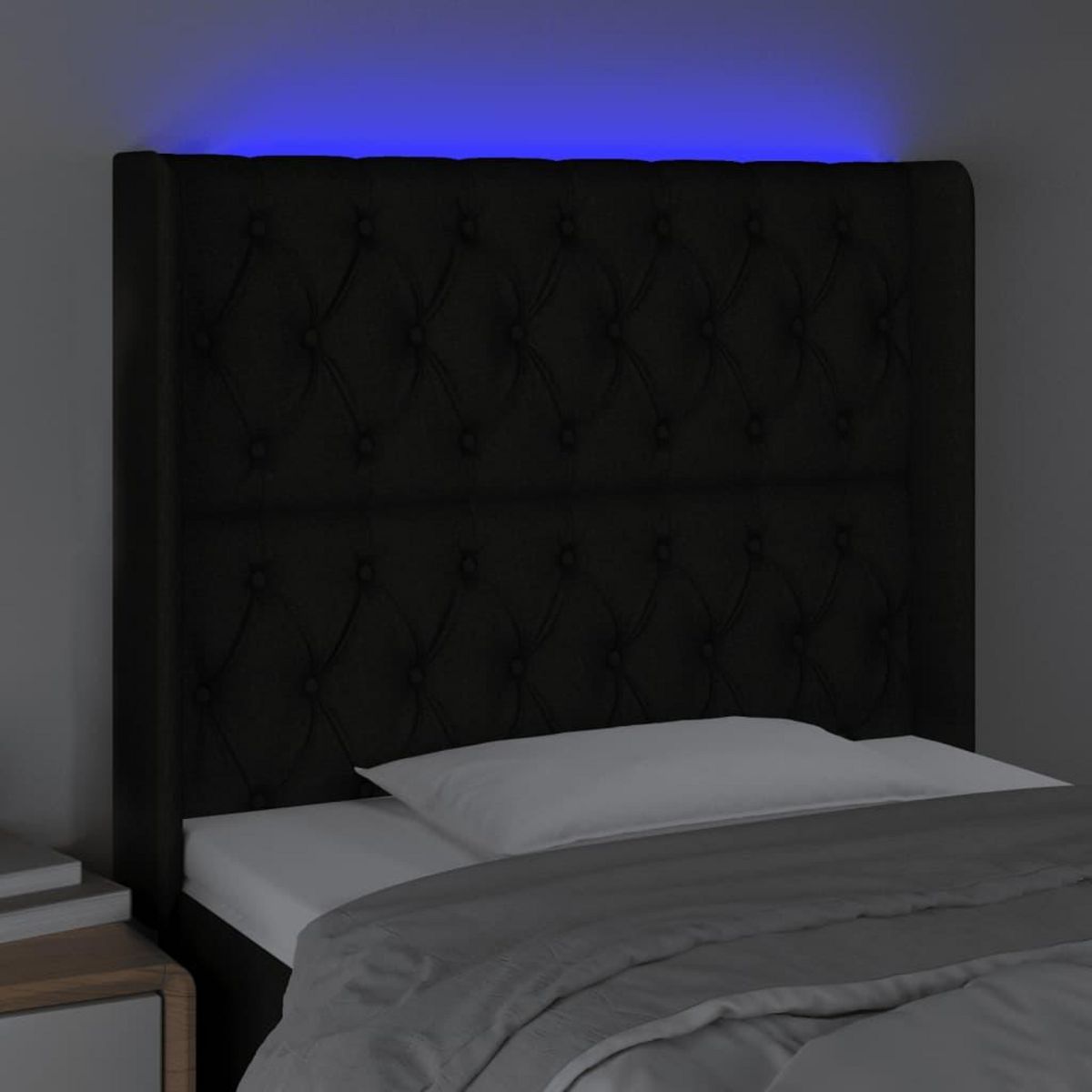 VIDAXL Tete de lit a LED Noir 103x16x118/128 cm Tissu