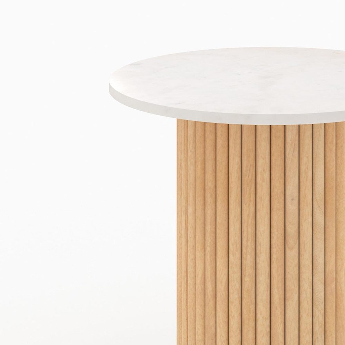 MAISON PAVANE Table d'appoint en marbre et bois de manguier D40 cm-Agathe