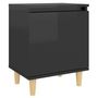 Voir la diapositive 2 : VIDAXL Table de chevet avec pieds en bois Noir brillant 40x30x50 cm