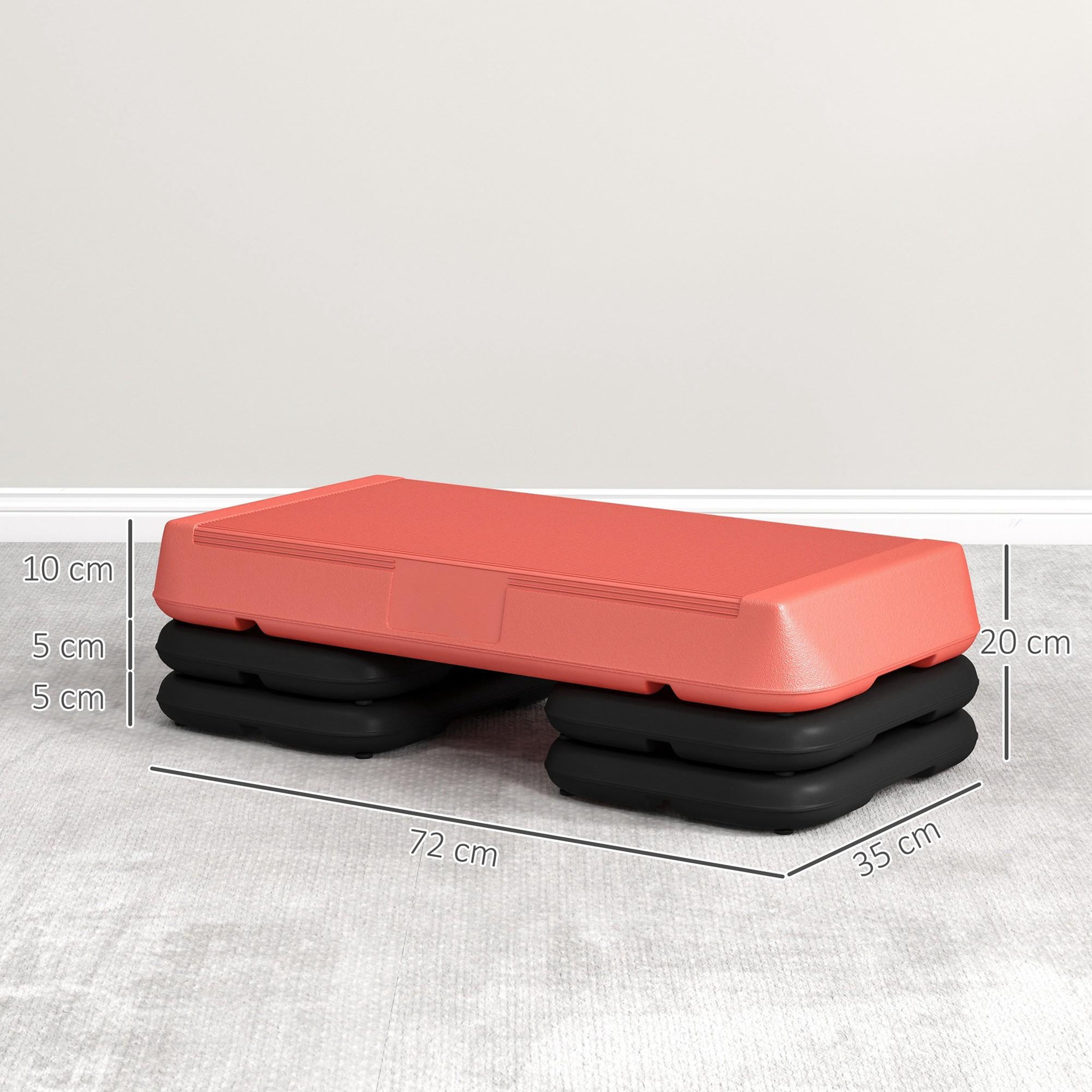 Voir la diapositive 3 : HOMCOM Stepper aérobic fitness hauteur réglable 3 niv. 10/15/20 cm surface antidérapante PE rouge