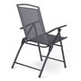 Voir la diapositive 5 : ID MARKET Lot de 4 chaises de jardin pliantes avec accoudoirs ALGHERO métal et textilène gris anthracite