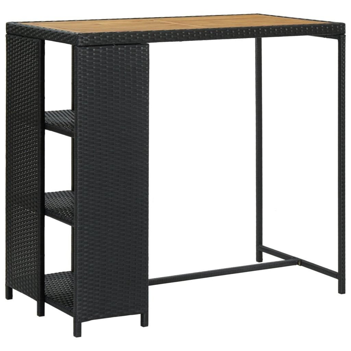 VIDAXL Table de bar avec rangement Noir 120x60x110 cm Resine tressee