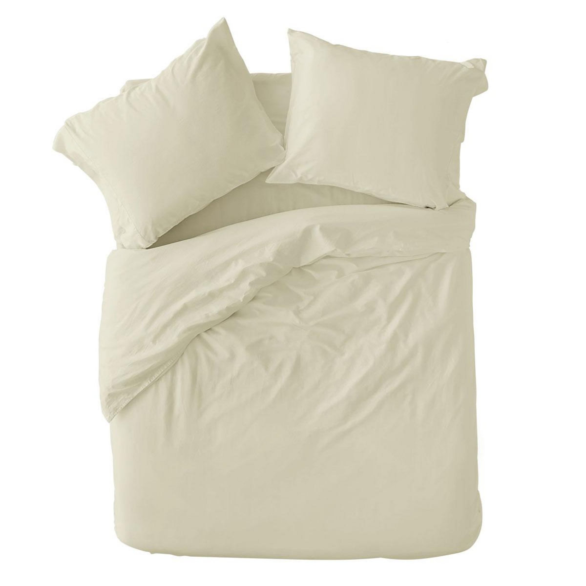 DODO Pack housse de couette + Taie(s) d'oreiller Coton thermorégulé Ivoire
