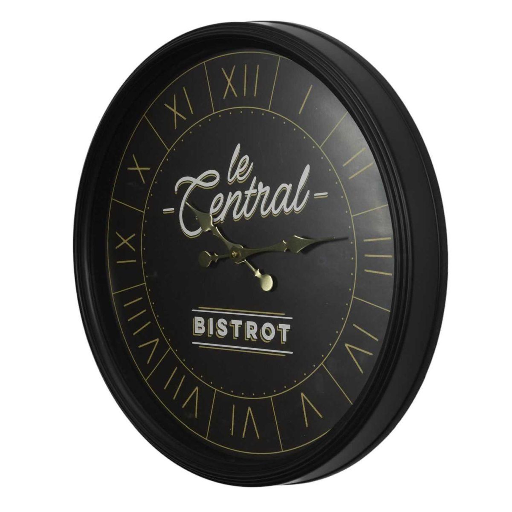 Voir la diapositive 2 : The Home Deco Factory Horloge murale  bistrot  50cm noir