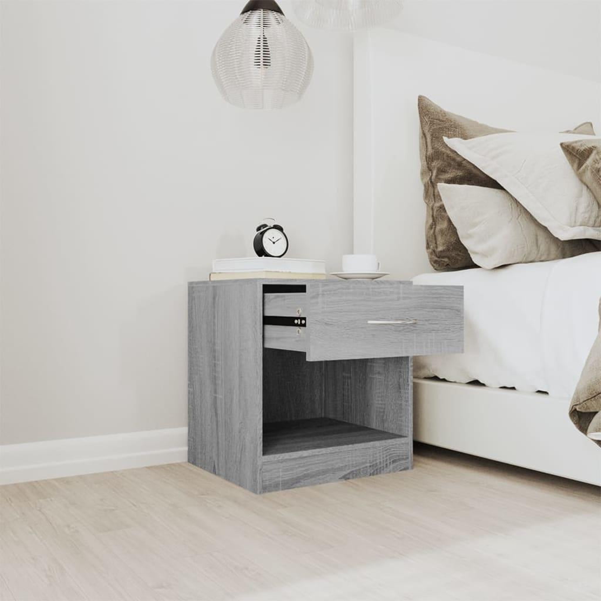 Voir la diapositive 4 : VIDAXL Tables de chevet 2 pcs avec tiroir Sonoma gris